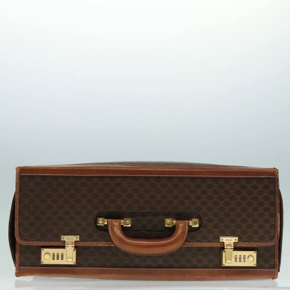 CELINE Macadam Canvas Trunk Pvc Leather Gold Brown - Picture 6 of 13